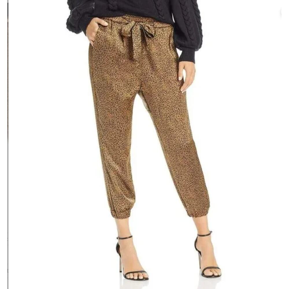 Joie Sequoya Leopard Print Satin Jogger Pants Siz… - image 1